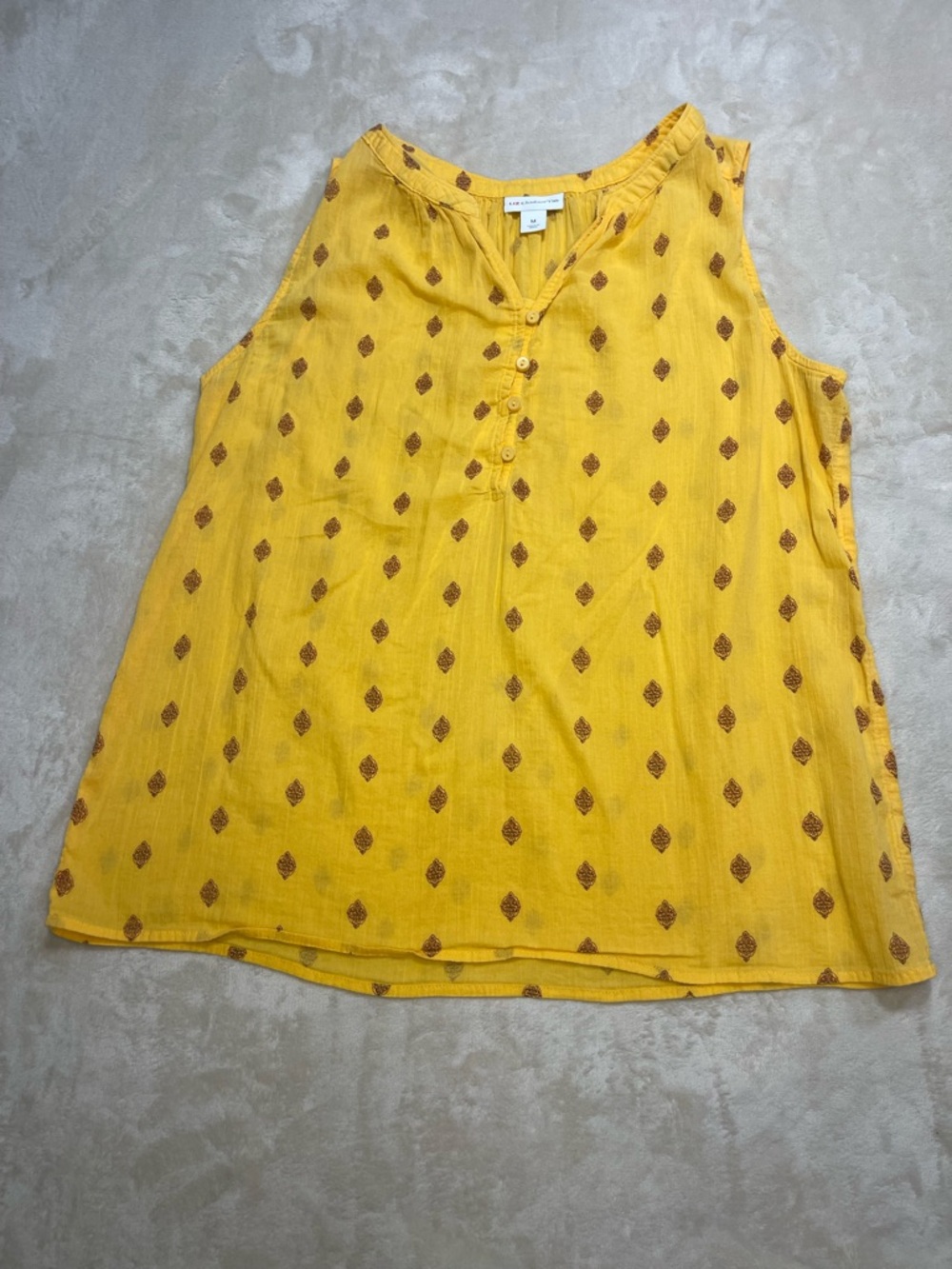 Liz Claiborne Yellow Sleeveless Boho Tank Blouse Medium
